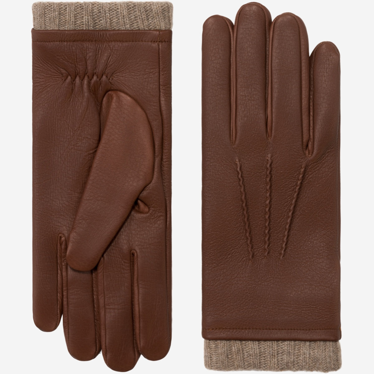 Lorenzo (brown) - Italian gloves made of American deerskin leather with cashmere lining - Glamourous Grace