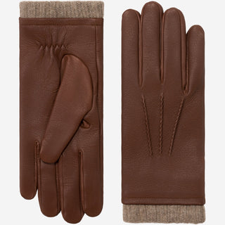 Lorenzo (brown) - Italian gloves made of American deerskin leather with cashmere lining - Glamourous Grace