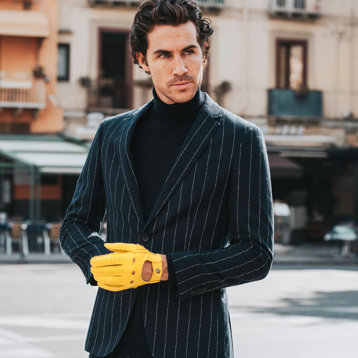 Leonardo (yellow) - Italian driving gloves made of American deerskin leather - Glamourous Grace