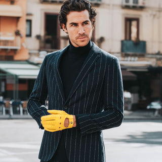 Leonardo (yellow) - Italian driving gloves made of American deerskin leather - Glamourous Grace