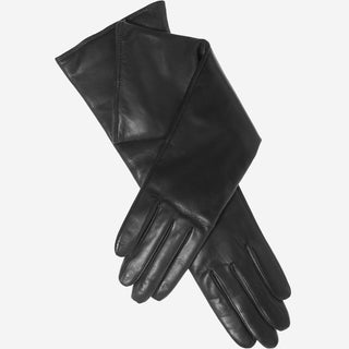 Leonora (black) - Italian cashmere lined 6-button length leather gloves - Glamourous Grace