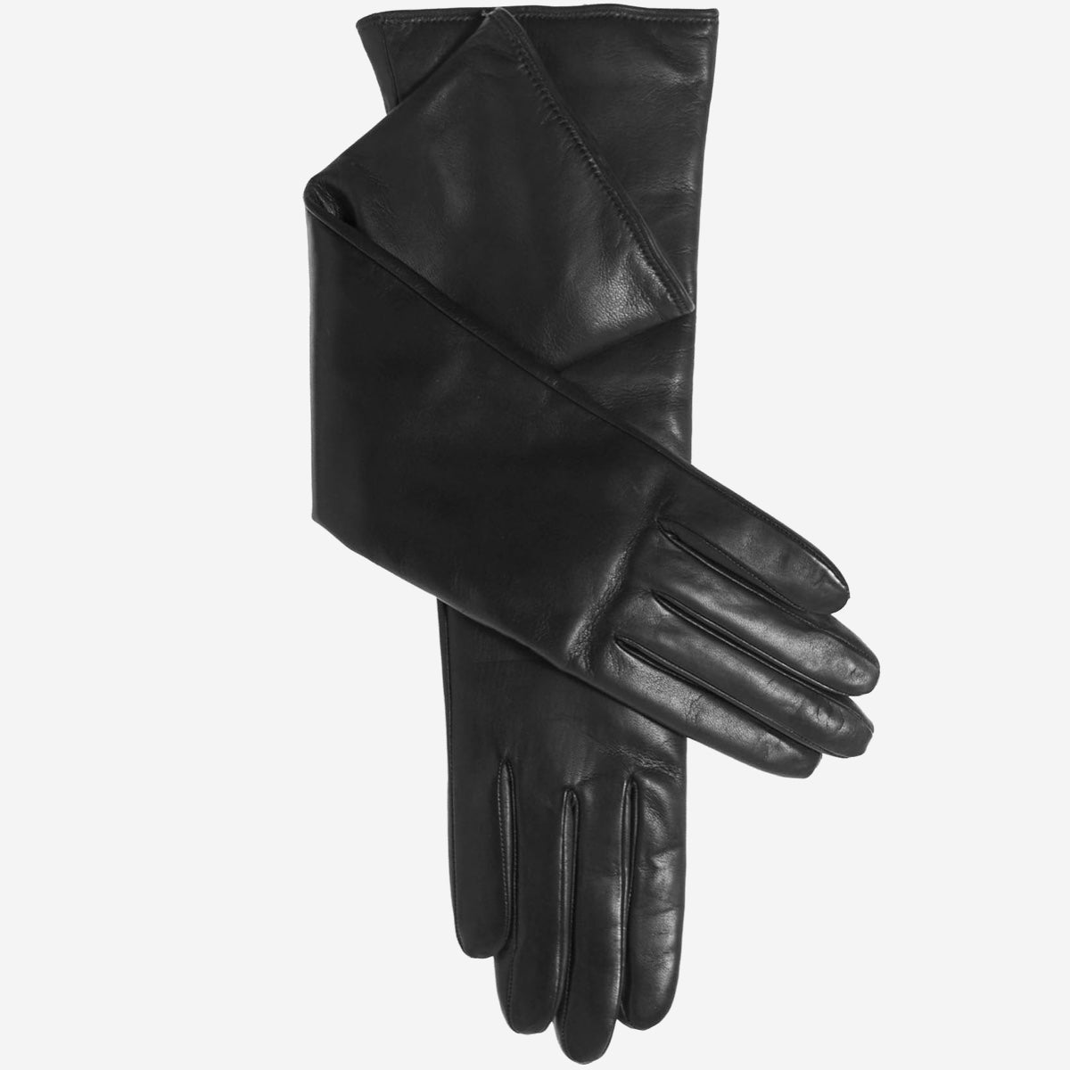 Leonora (black) - Italian cashmere lined 8-button length leather gloves - Glamourous Grace