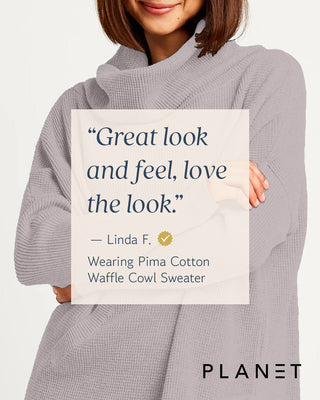 Pima Cotton Waffle Cowl Sweater - Black - Glamourous Grace