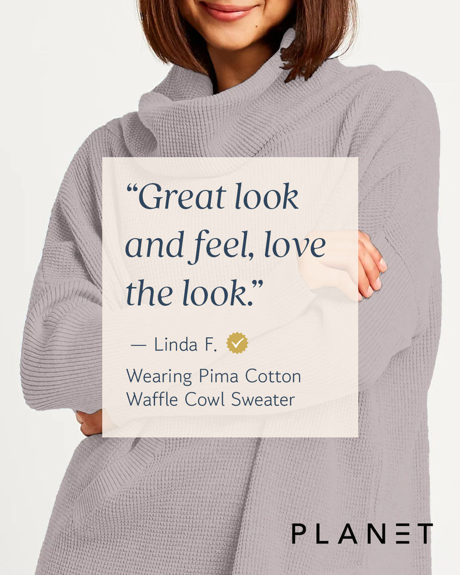 Pima Cotton Waffle Cowl Sweater - Black - Glamourous Grace