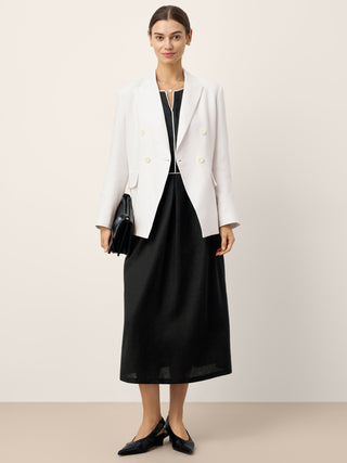 Linen-Lyocell Contrast Trim Gathered Maxi Dress NYX - Glamourous Grace