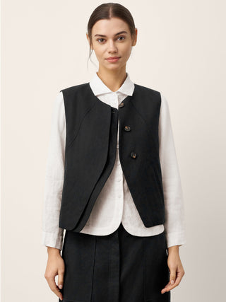 Linen-Lyocell Panel Layered Vest ODELIA - Glamourous Grace