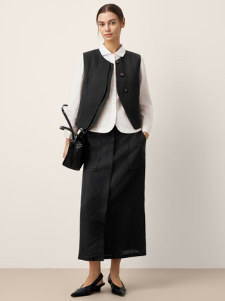 Linen-Lyocell Panel Layered Vest ODELIA - Glamourous Grace