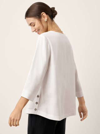 Linen-Lyocell V-Neck Button Detail Overtop ODETTE - Glamourous Grace