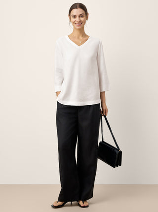 Linen-Lyocell V-Neck Button Detail Overtop ODETTE - Glamourous Grace