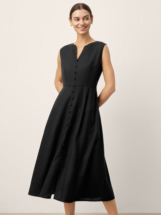 Linen-Lyocell V-Neck Sleeveless Maxi Dress WILLOW - Glamourous Grace