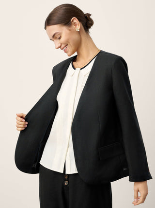 Linen-Lyocell Relaxed V-neck Tailored Blazer VERITY - Glamourous Grace