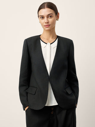 Linen-Lyocell Relaxed V-neck Tailored Blazer VERITY - Glamourous Grace