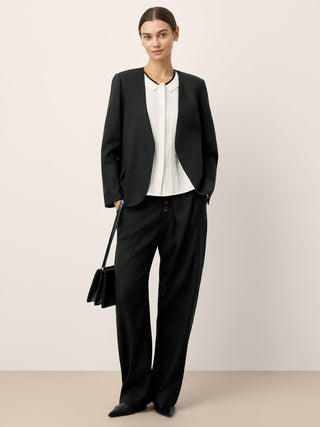 Linen-Lyocell Relaxed V-neck Tailored Blazer VERITY - Glamourous Grace
