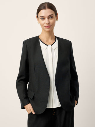 Linen-Lyocell Relaxed V-neck Tailored Blazer VERITY - Glamourous Grace