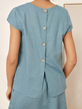 Linen Blend Cap Sleeve Top And Pencil Skirt Set VEDA - Glamourous Grace