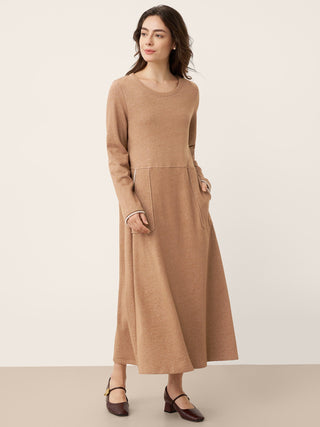 Linen Cotton Colorblock Trim Pocket Maxi Dress CLEMENTINE