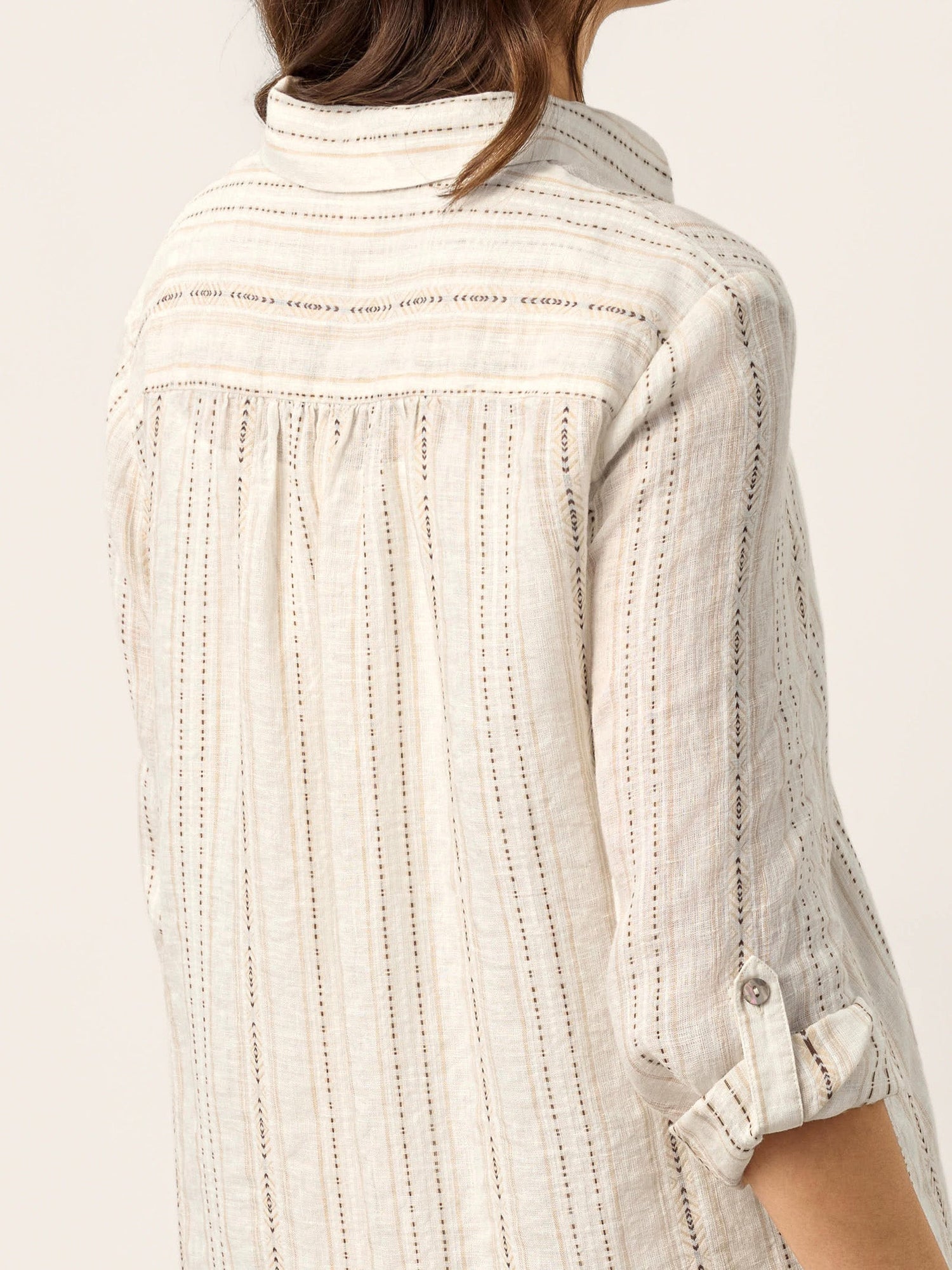 Linen Striped Tab-Sleeve Bohemia Shirt Dress BLYTHE - Glamourous Grace