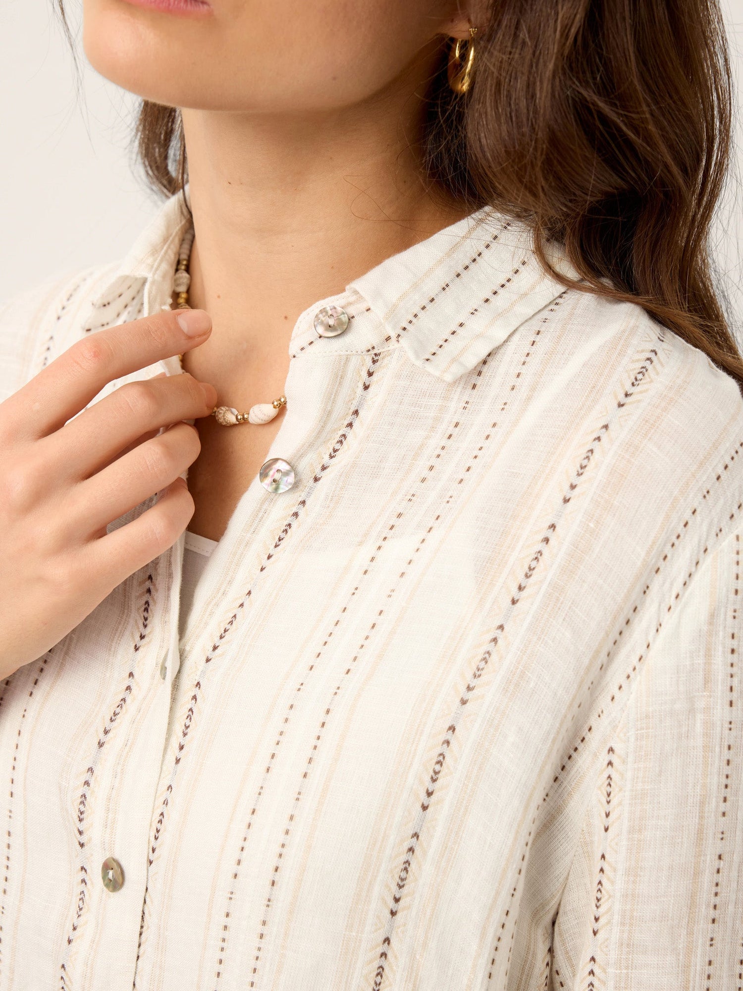 Linen Striped Tab-Sleeve Bohemia Shirt Dress BLYTHE - Glamourous Grace