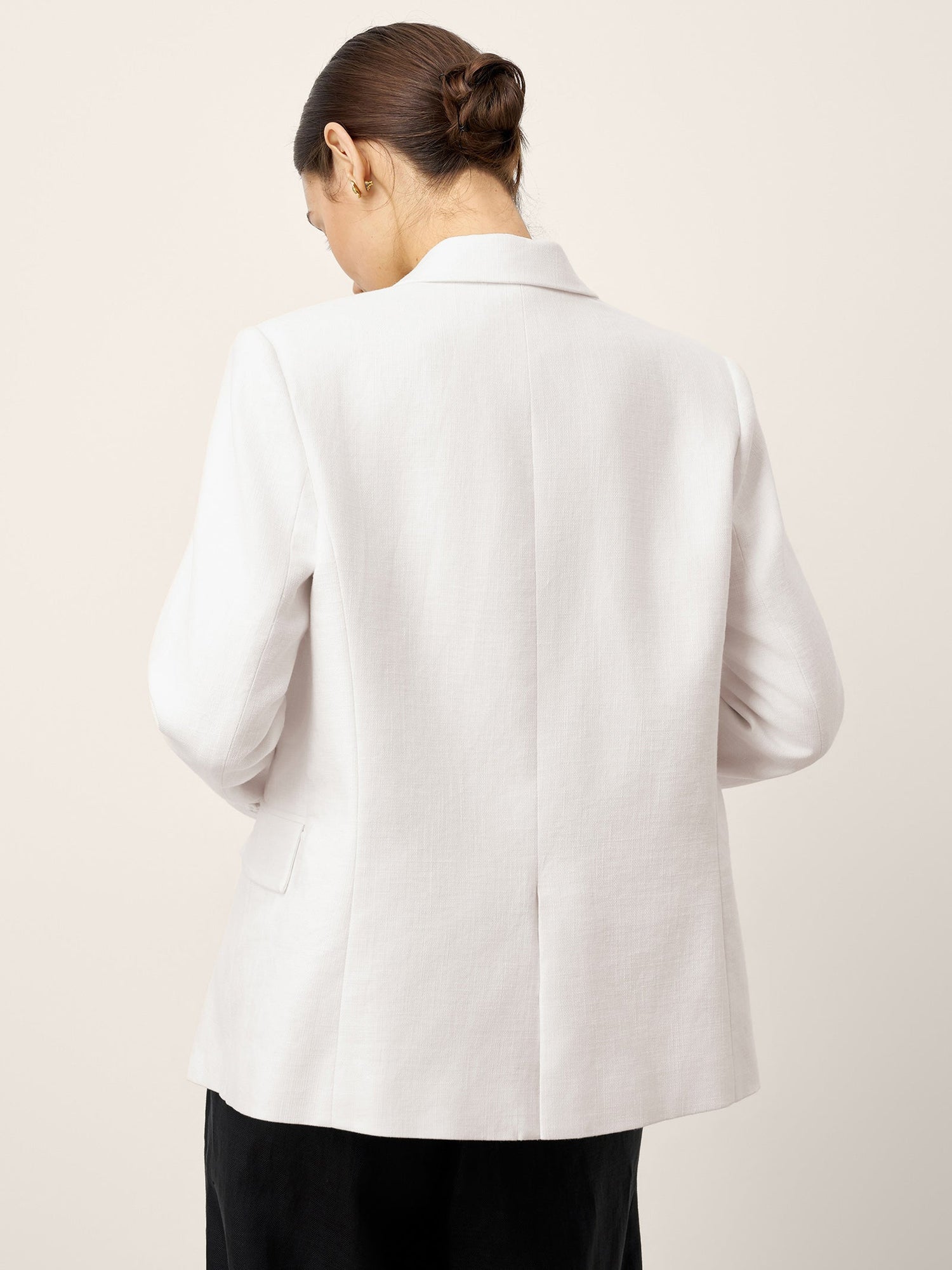 Linen Peak Lapel Crossover Blazer IRIS - Glamourous Grace