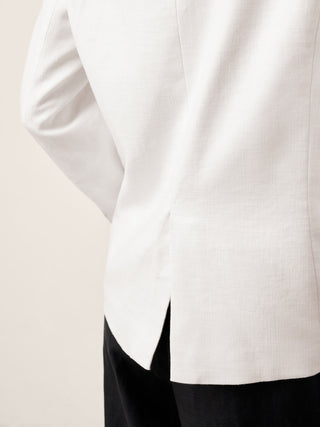 Linen Peak Lapel Crossover Blazer IRIS - Glamourous Grace