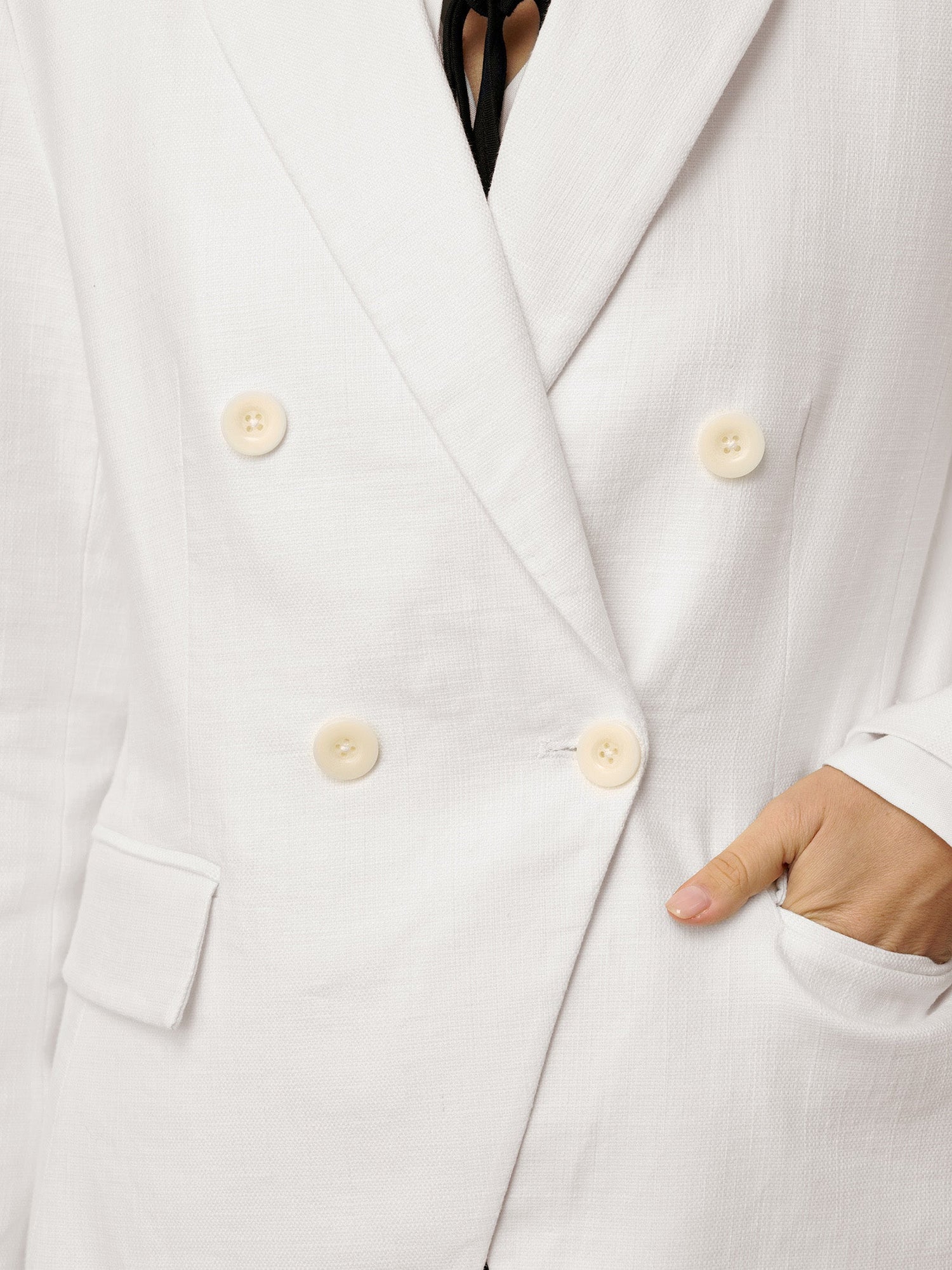 Linen Peak Lapel Crossover Blazer IRIS - Glamourous Grace