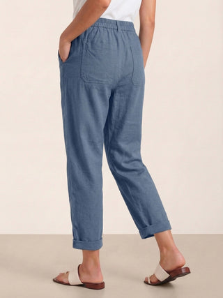 Linen Simple Button Fly Trousers HEIDI - Glamourous Grace