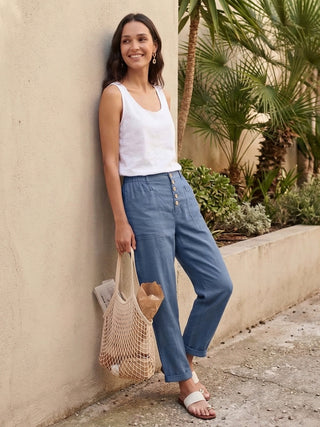 Linen Simple Button Fly Trousers HEIDI - Glamourous Grace