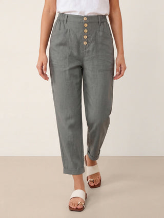 Linen Simple Button Fly Trousers HEIDI - Glamourous Grace