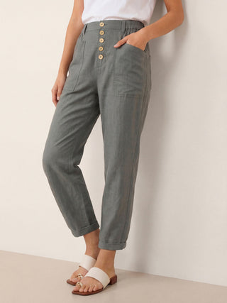 Linen Simple Button Fly Trousers HEIDI - Glamourous Grace