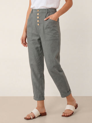 Linen Simple Button Fly Trousers HEIDI - Glamourous Grace