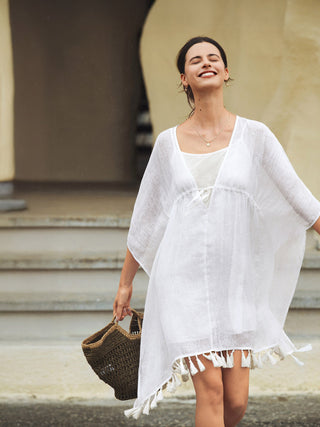 Linen V-Neck Cover-Up and Slip Dress Set CASS - Glamourous Grace