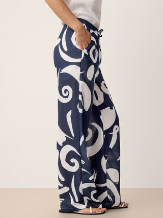 Linen Abstract-Print Straight-Leg Pants ORLA - Glamourous Grace