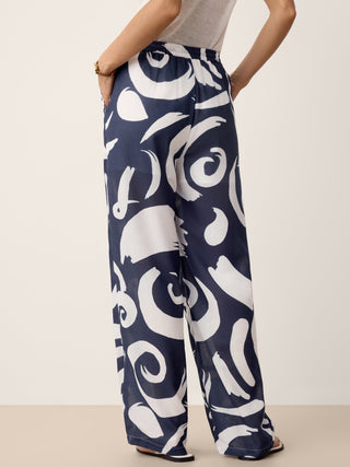 Linen Abstract-Print Straight-Leg Pants ORLA - Glamourous Grace