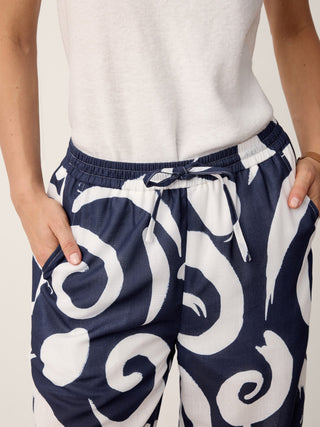 Linen Abstract-Print Straight-Leg Pants ORLA - Glamourous Grace