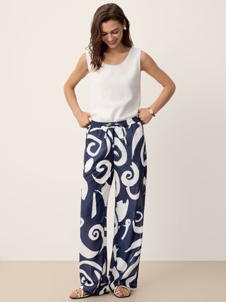Linen Abstract-Print Straight-Leg Pants ORLA - Glamourous Grace