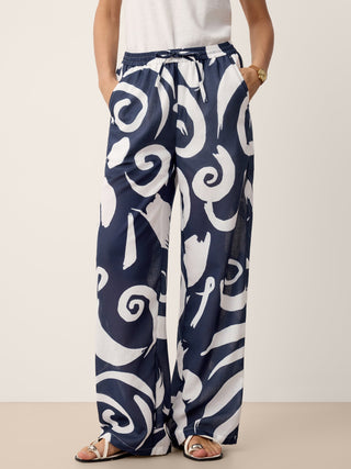 Linen Abstract-Print Straight-Leg Pants ORLA - Glamourous Grace