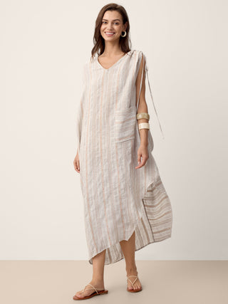 Linen Asymmetric Drawstring Maxi Dress NADIA - Glamourous Grace