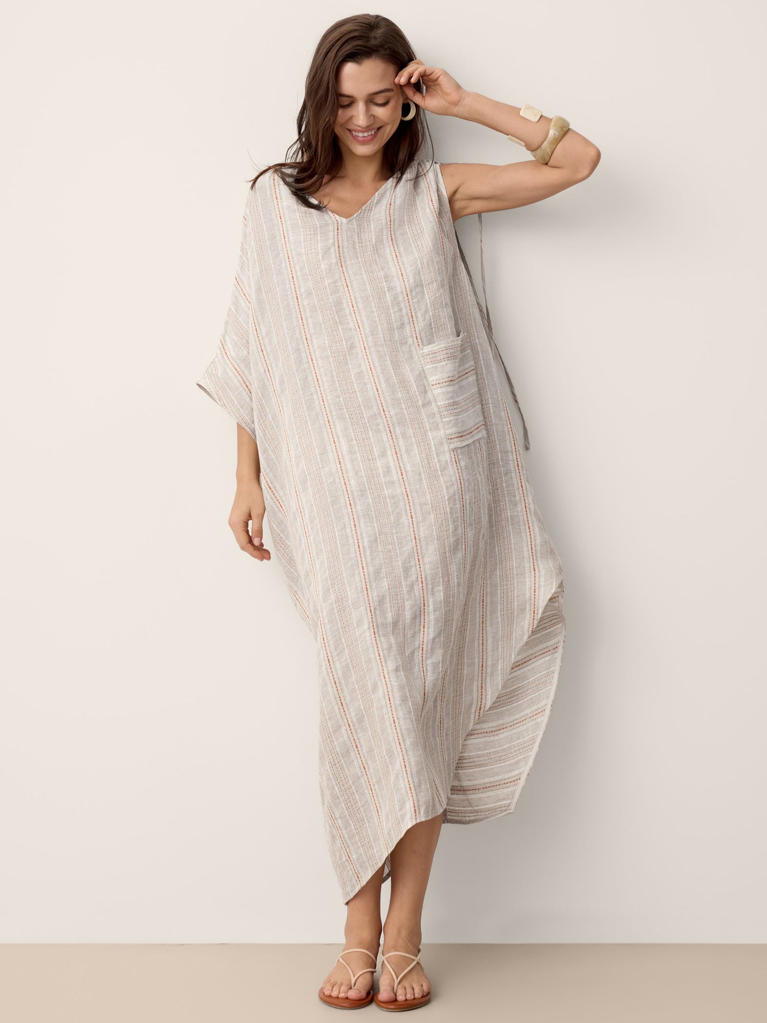 Linen Asymmetric Drawstring Maxi Dress NADIA - Glamourous Grace