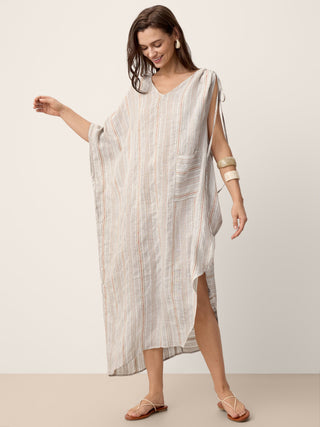 Linen Asymmetric Drawstring Maxi Dress NADIA - Glamourous Grace