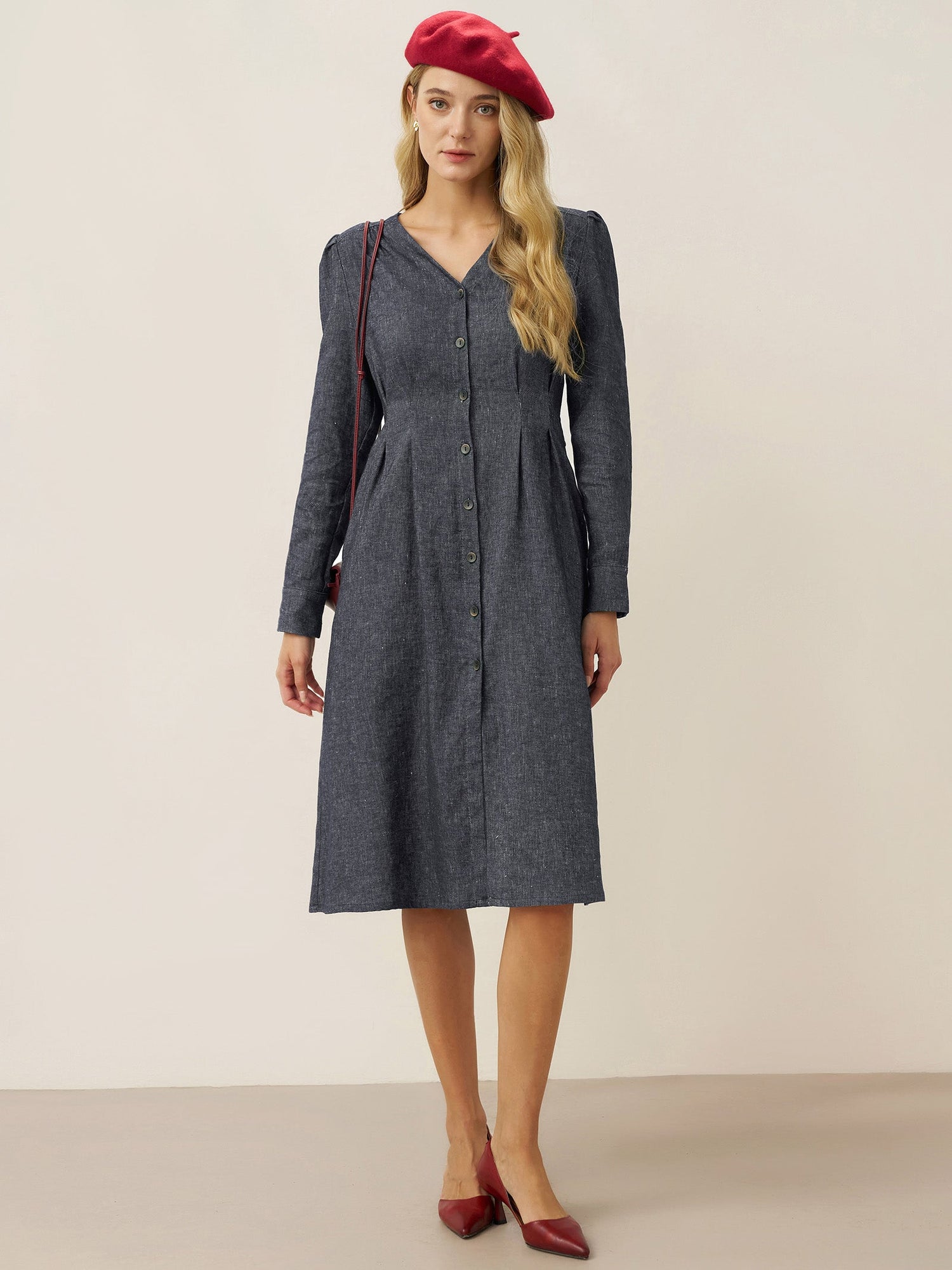 Linen Denim Texture Jacket Dress HANNAH - Glamourous Grace