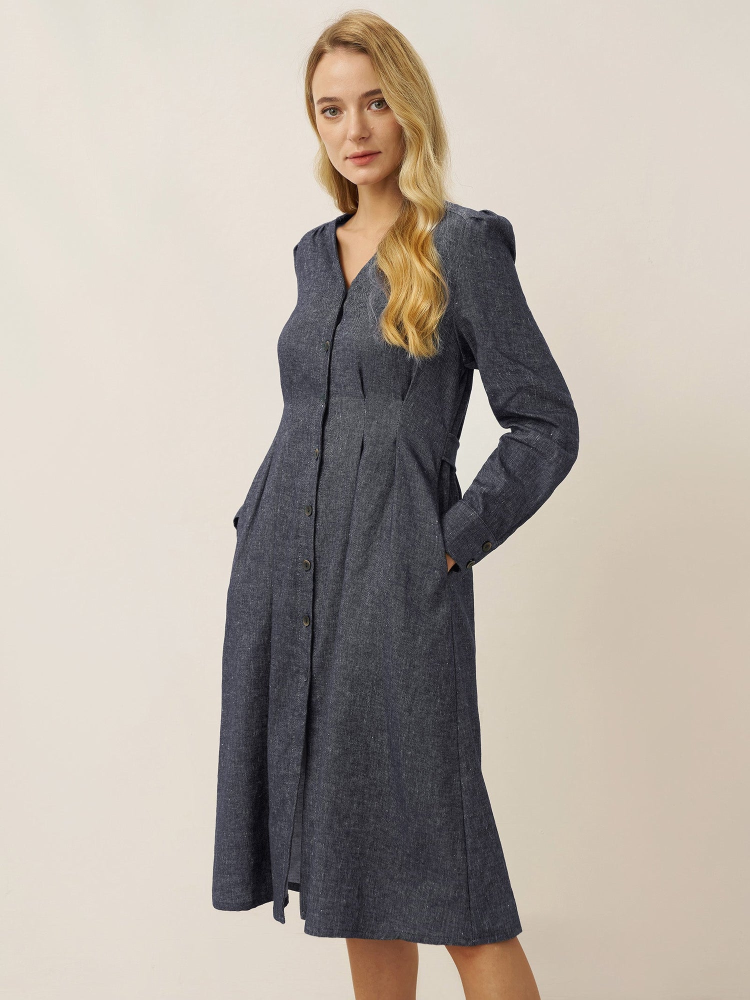 Linen Denim Texture Jacket Dress HANNAH - Glamourous Grace