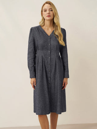 Linen Denim Texture Jacket Dress HANNAH - Glamourous Grace
