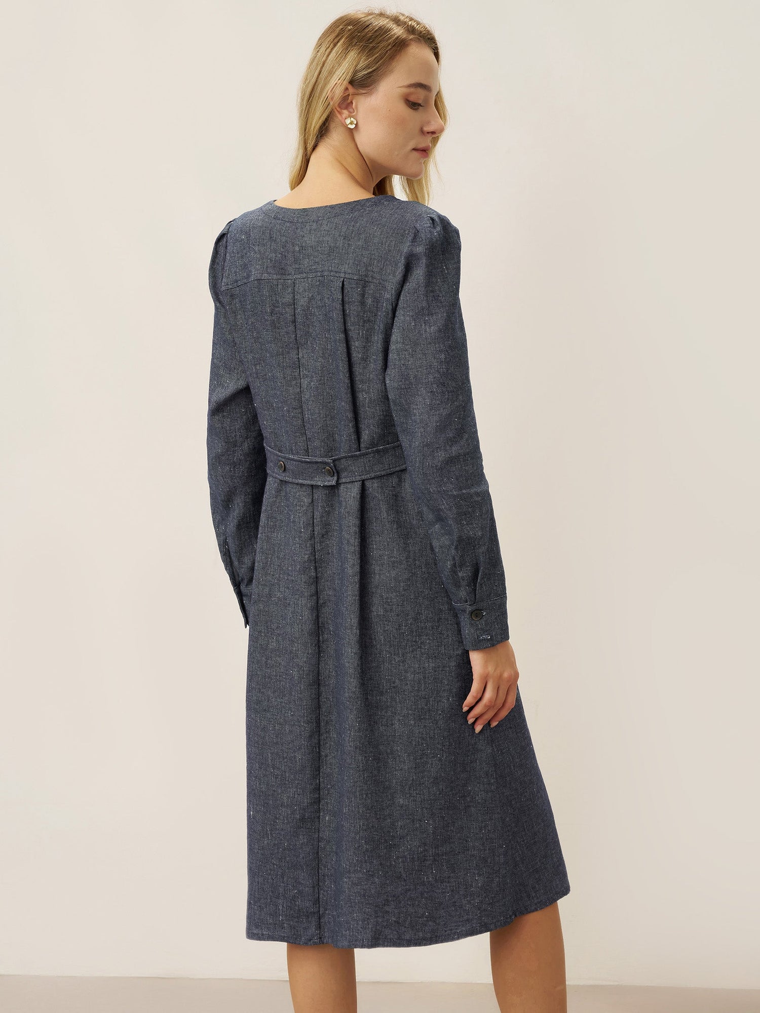 Linen Denim Texture Jacket Dress HANNAH - Glamourous Grace