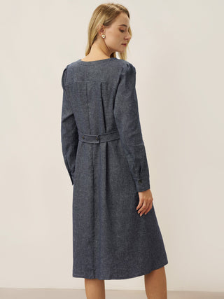 Linen Denim Texture Jacket Dress HANNAH - Glamourous Grace