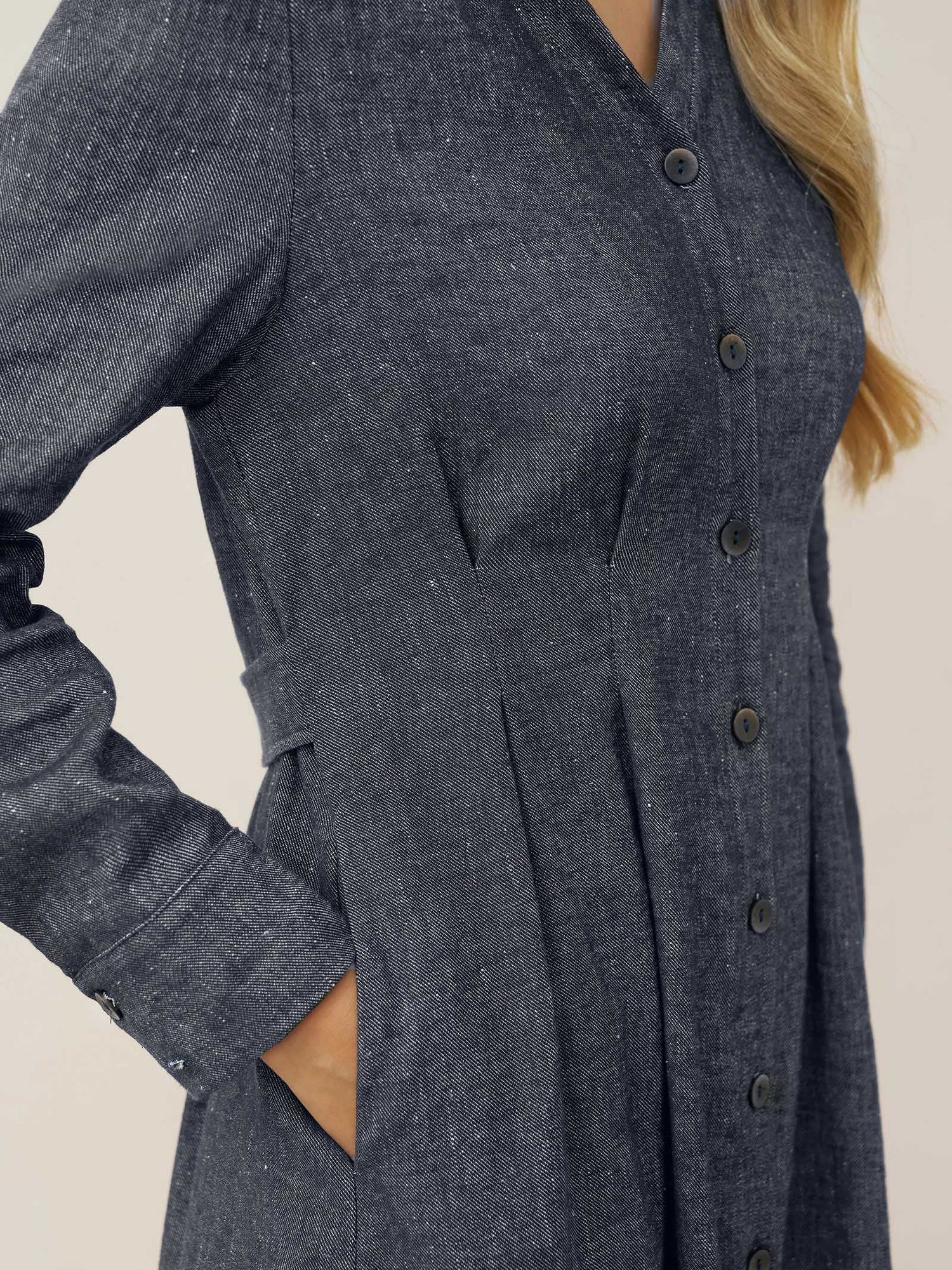 Linen Denim Texture Jacket Dress HANNAH - Glamourous Grace