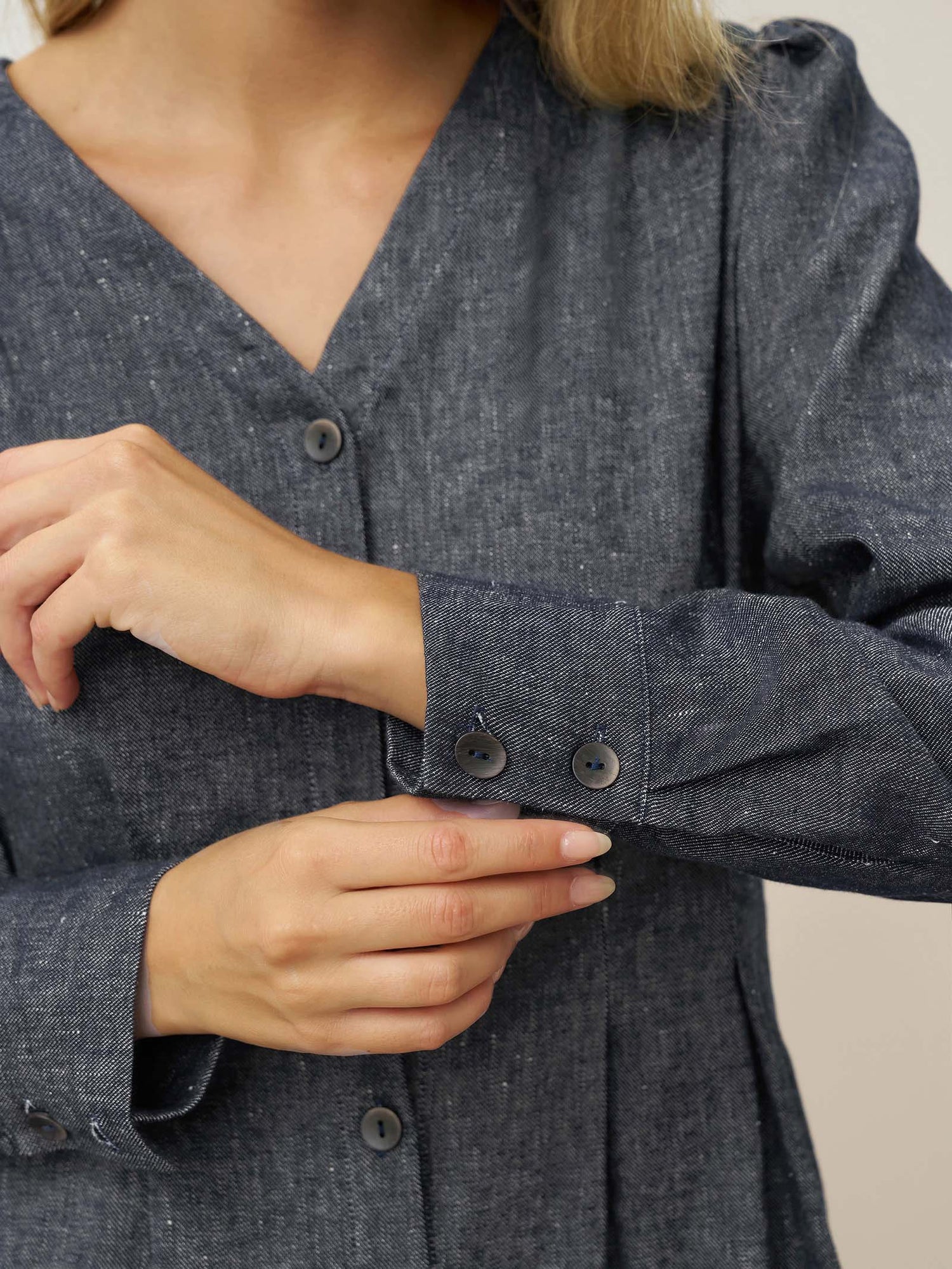Linen Denim Texture Jacket Dress HANNAH - Glamourous Grace
