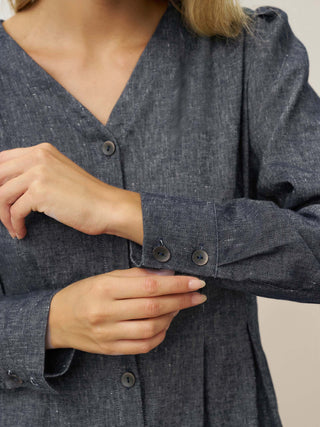 Linen Denim Texture Jacket Dress HANNAH - Glamourous Grace