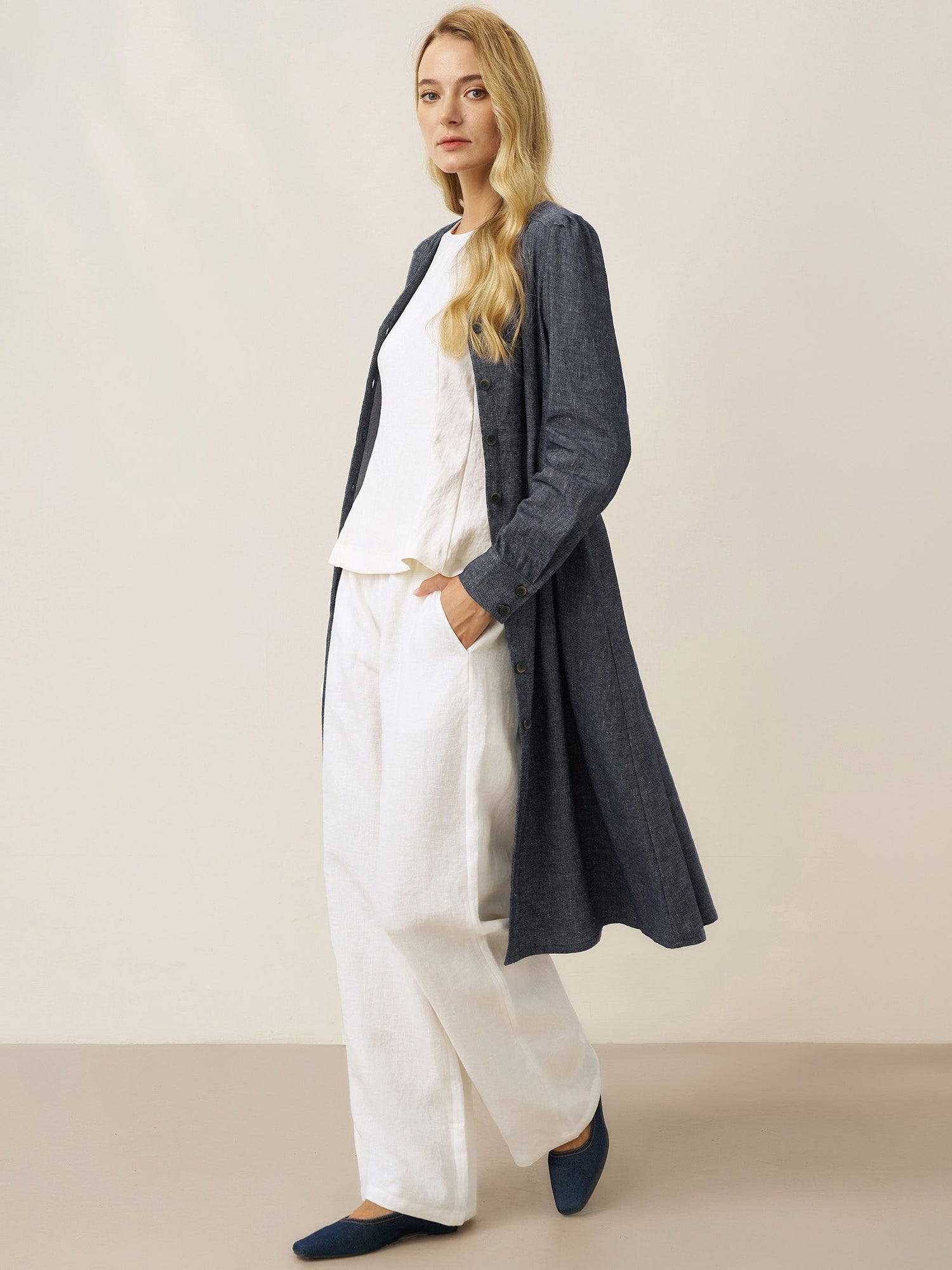 Linen Denim Texture Jacket Dress HANNAH - Glamourous Grace