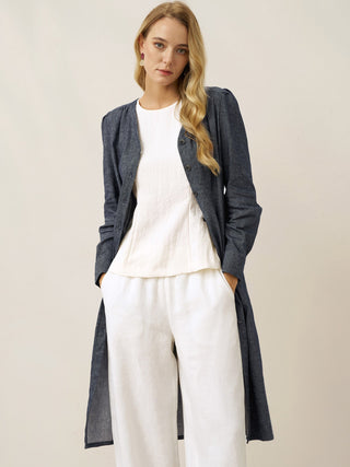 Linen Denim Texture Jacket Dress HANNAH - Glamourous Grace