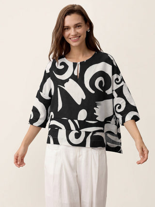 Linen Layered Asymmetric Top NOREEN - Glamourous Grace